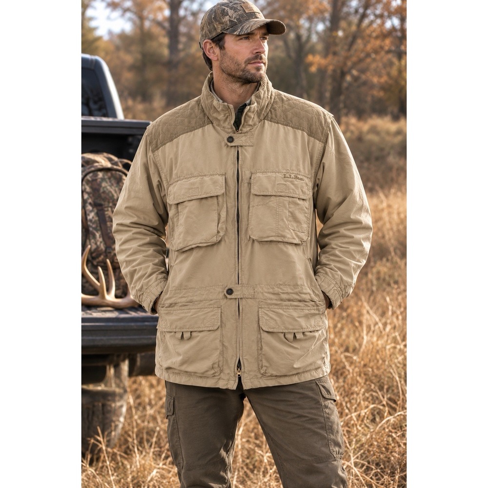 VTG L.L. Bean Coat Mens Sz M Field Hunting Jacket Mesh Lined Removable Sleeves